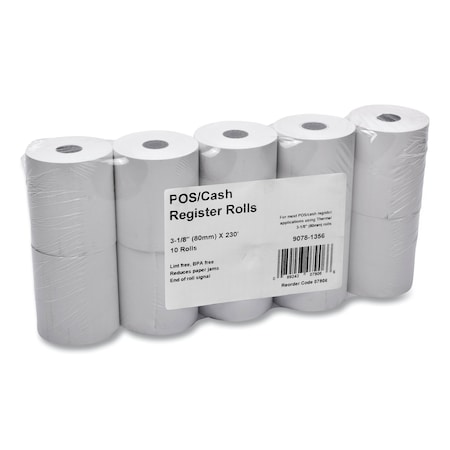 Iconex Direct Thermal Printing Thermal Paper Rolls, 3.13 x 230ft, Wht, PK10 07906